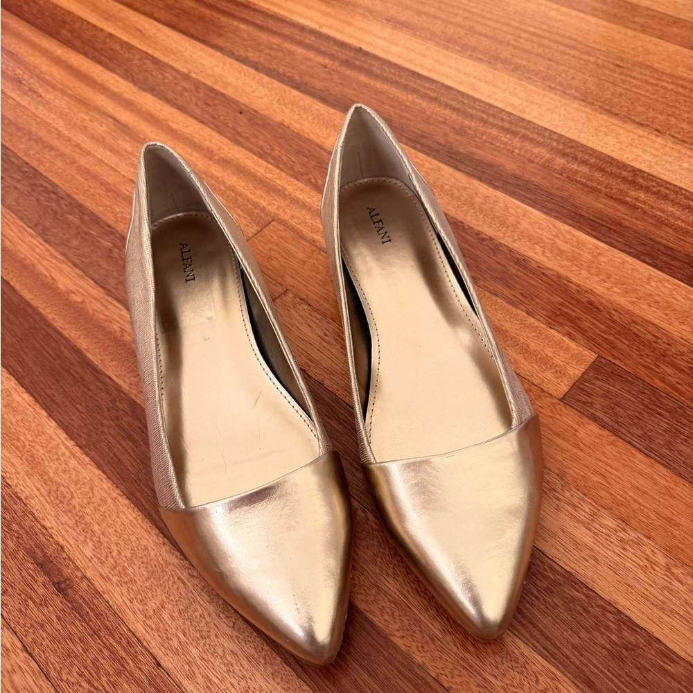 Gold Pointed Toe Flats